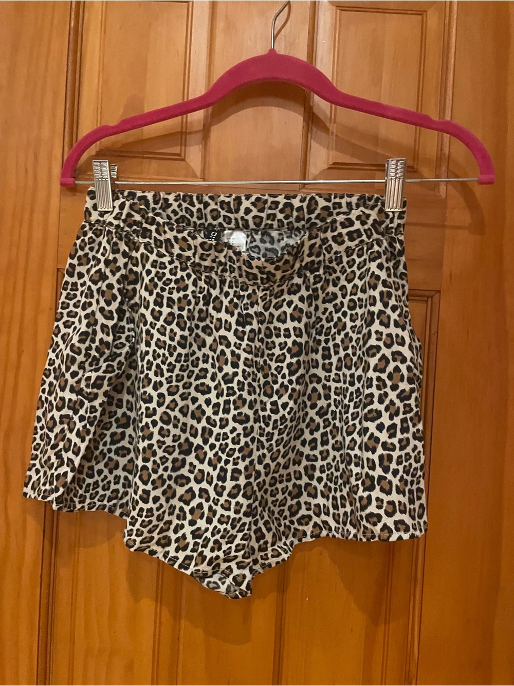H&M Leopard Print High Waist Shorts - Cream & Brown